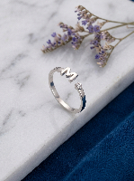 Minimalist Gold A Letter Ring with Sparkling Stone